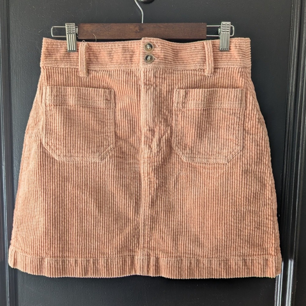 Madewell Corduroy A Line Mini Skirt Peach‎ Women's 6 Pockets Soft Pastel Neutral